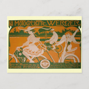 Vintage Fahrerfrau mit Cupid Postkarte