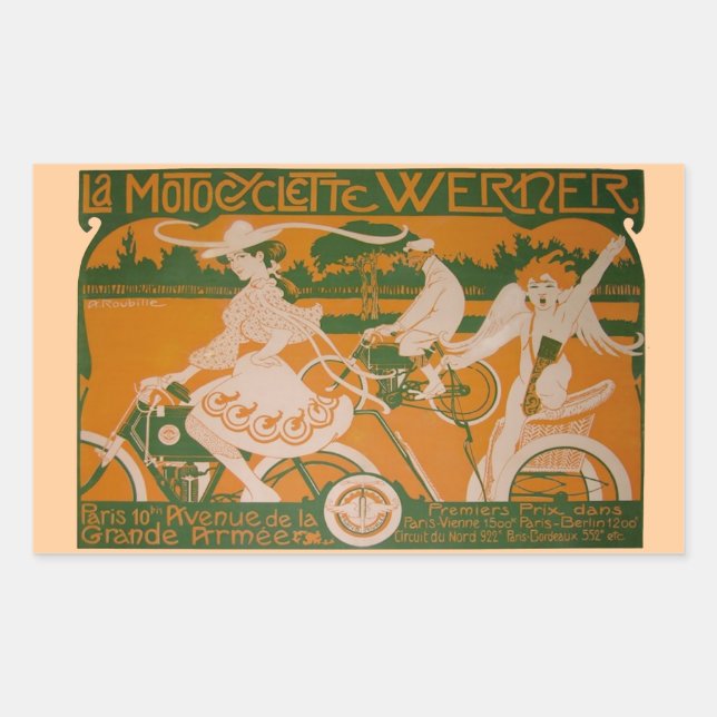 Vintage Fahrerfrau mit Cupid Rechteckiger Aufkleber (Vorderseite)