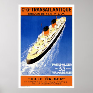 Vintage Fahrgastschiff-Reiseplakate der französisc Poster
