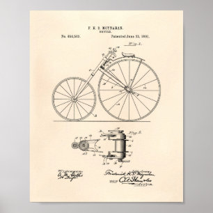 Vintage Fahrrad 1891 Patent Kunst - Alter Peper Poster
