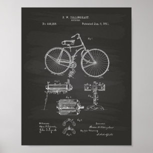 Vintage Fahrrad 1891 Patent Kunst Tafelbild Poster