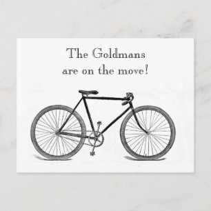 Vintage Fahrrad-Adressenänderung Ankündigungspostkarte