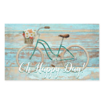 Vintage-Fahrrad-Aufkleber Oh Happy Day Aqua