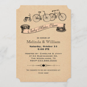 Vintage Fahrrad-Baby-Duschen-Einladung 2 Einladung