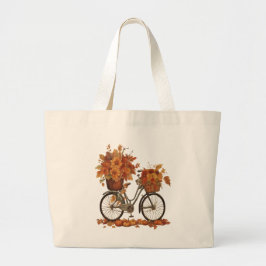 Vintage Fahrrad & Herbsternte Wasserfarben-Blumen Jumbo Stoffbeutel