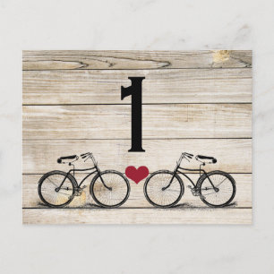 Vintage-Fahrrad-Hochzeitstisch-Nummern Postkarte
