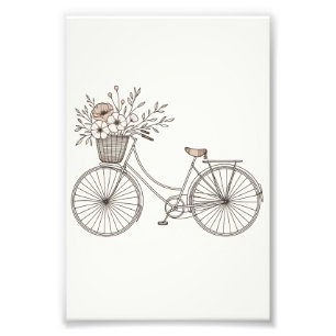 Vintage-Fahrrad mit blühendem Korb Fotodruck
