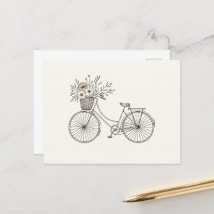 Vintage Fahrrad mit blühender Korbpostkarte Postkarte