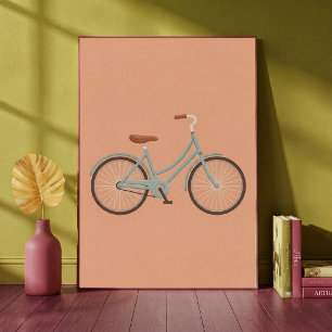 Vintage-Fahrrad Pastell-Pfirsich-Kinderzimmer-Kuns Poster