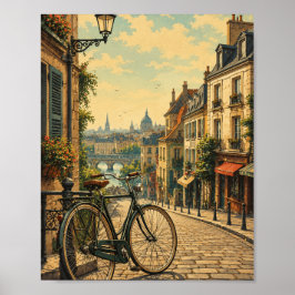 Vintage-Fahrrad Stadt-Reiseplakat für urbane Abent Poster