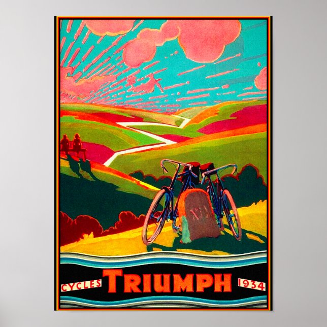 Vintage Fahrradanzeige - Fahrrad auf der Hillside Poster (Vorne)