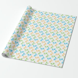 Vintage Fahrräder mit Blumenkorb farbenfrohe Wand Geschenkpapier