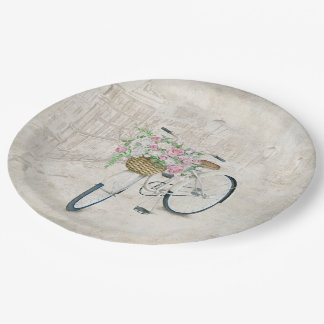 Vintage Fahrräder mit Rose-Korb Pappteller