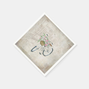 Vintage Fahrräder mit Rose-Korb Serviette