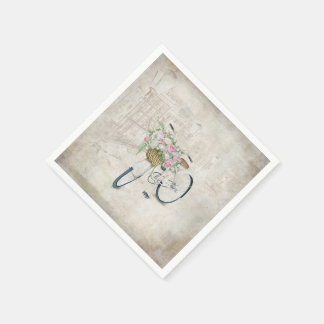Vintage Fahrräder mit Rose-Korb Serviette