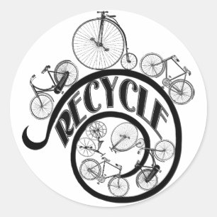 Vintage-Fahrräder Recyceln Bekleidung und Geschenk Runder Aufkleber