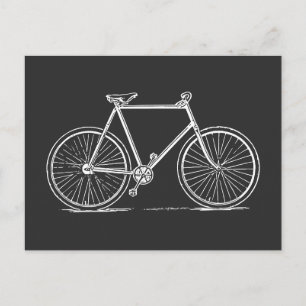 Vintage-Fahrradillustration in Schwarz-Weiß Postkarte