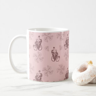 Vintage Fahrradillustration Kaffeemaschine Tasse