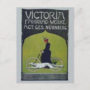 Vintage Fahrradlerin & Dog Postkarte