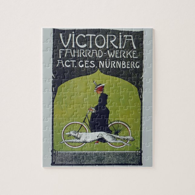 Vintage Fahrradlerin & Dog Puzzle (Vertikal)