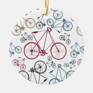 Vintage-Fahrradmuster-Geschenke für Radfahrer Keramik Ornament