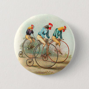 Vintage Fahrradposter, Pennyfarthing-Hähne Button