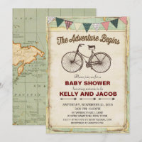 Vintage Fahrradtouren Kinderdusche Einladung