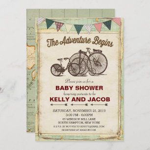 Vintage Fahrradtouren Kinderdusche Einladung