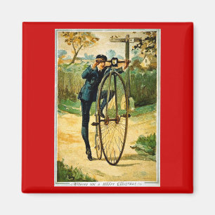 Vintage Fahrradweihnachtskarte Magnet
