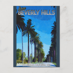 Vintage-Fahrt Beverly Hills Kalifornien Reise Postkarte