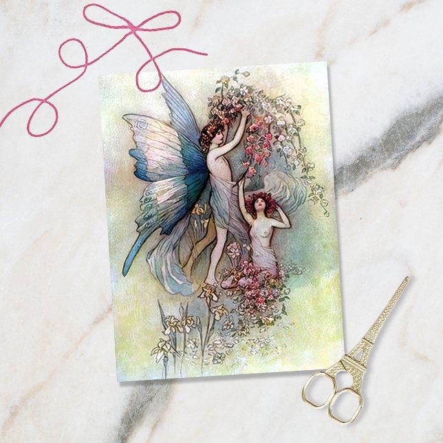 Vintage Fairies im Garten Seidenpapier (Von Creator hochgeladen)