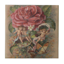 Vintage Fairies und Schmetterlinge Keramik Tile