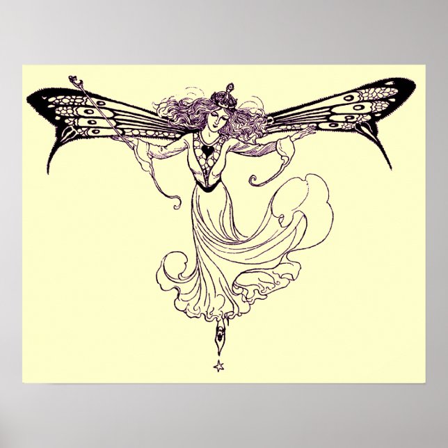 Vintage Fairy Decal Print Poster (Vorne)