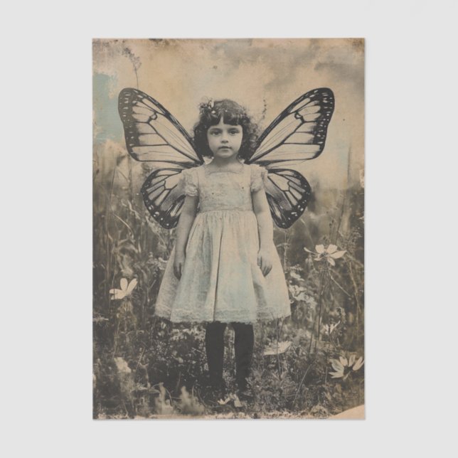 Vintage Fairy Girl Butterfly Wings Seidenpapier (Vorderseite)
