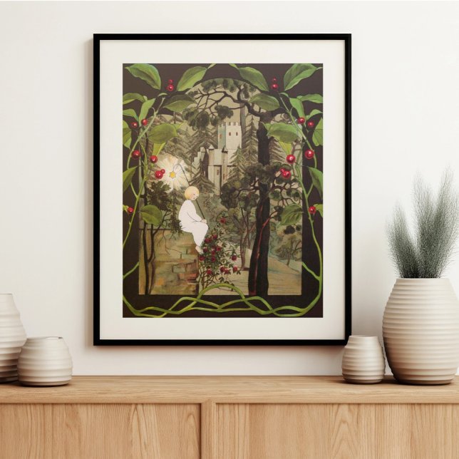 Vintage Fairy im Fairy Forest mit Schloss Poster (Von Creator hochgeladen)