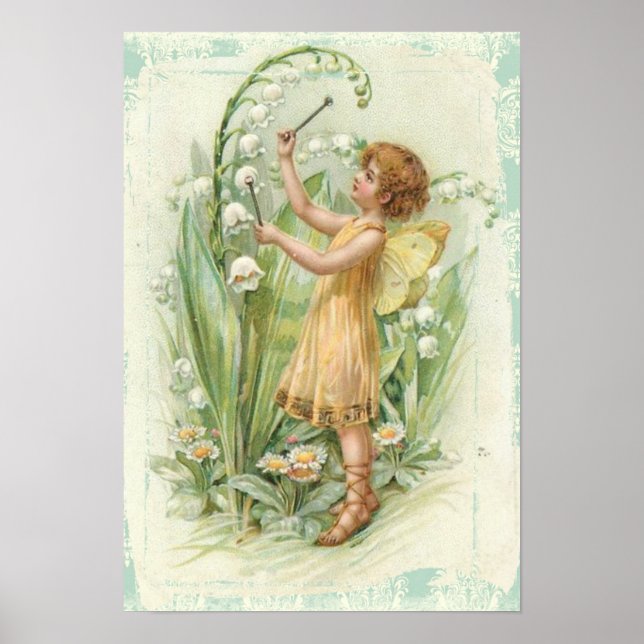 Vintage Fairy mit Blume Poster (Vorne)