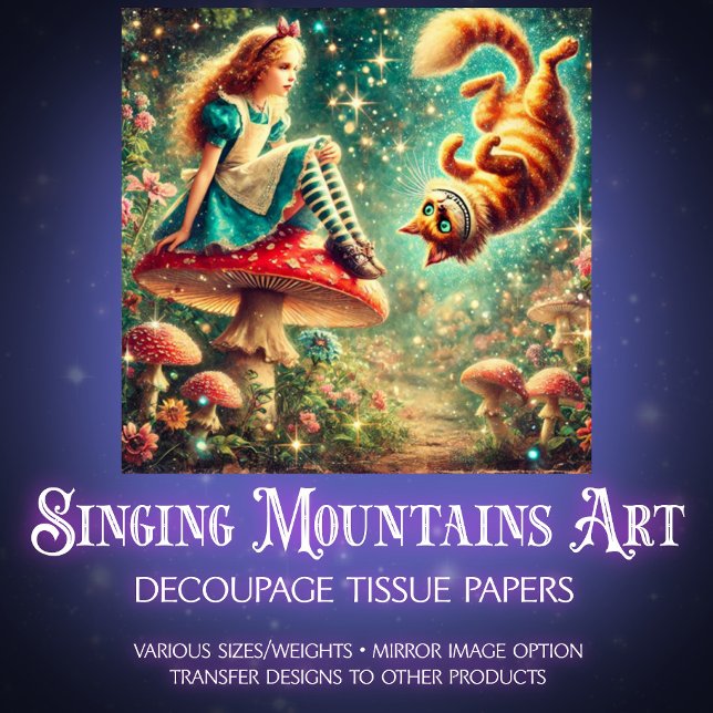 Vintage Fairytale Scene Alice Cheshire Cat Seidenpapier (Von Creator hochgeladen)