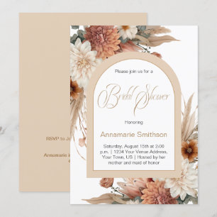 Vintage Fall-Blume-Brautparty Einladung