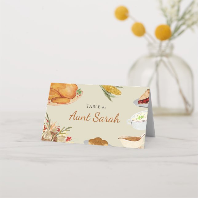 Vintage Fall Erntedank Dinner Tischplatzierungen Platzkarte (Vorderseite)