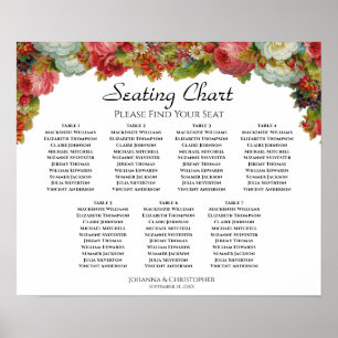 Vintage Fall Floral 7 Tabelle Hochzeitstabelle Poster