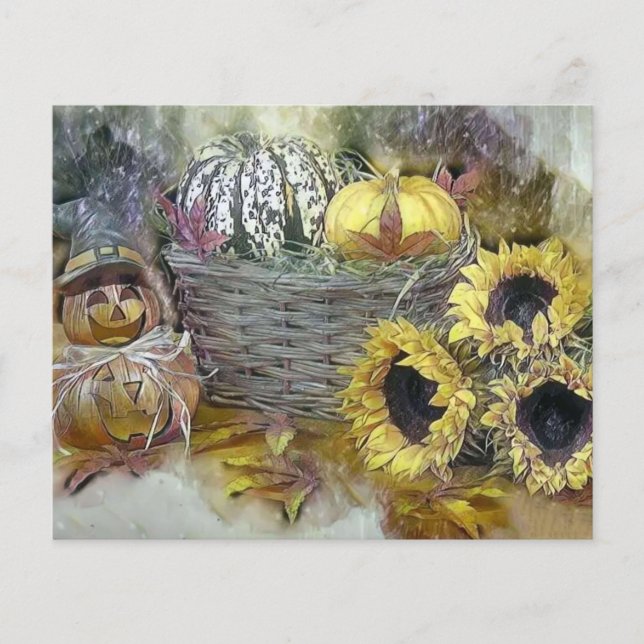 Vintage Fall Kürbis Herbstfarben Aquarell (Vorderseite)
