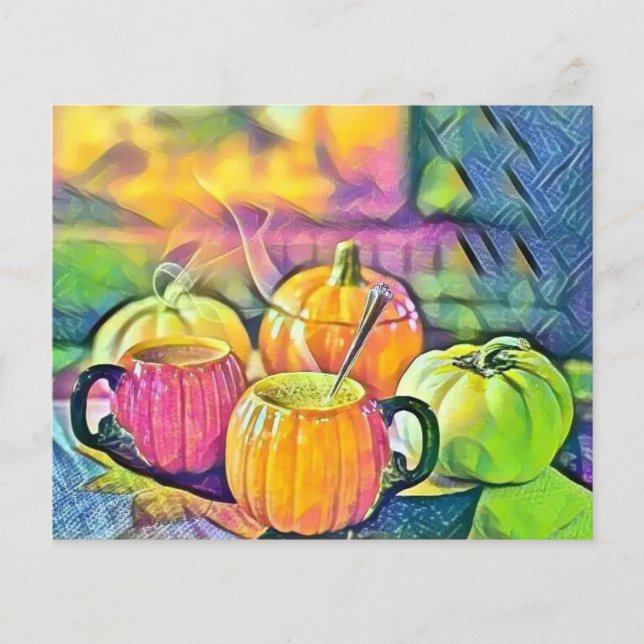 Vintage Fall Kürbis Herbstfarben Aquarell (Vorderseite)
