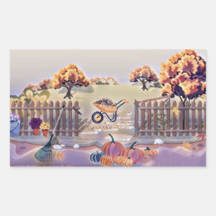 Vintage Fall Kürbis Herbstfarben Aquarell anzeigen Rechteckiger Aufkleber