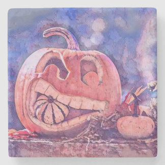 Vintage Fall Kürbis Herbstfarben Aquarell anzeigen Steinuntersetzer