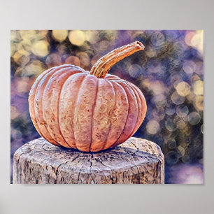 Vintage Fall Kürbis Herbstfarben Aquarell Poster