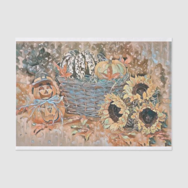 Vintage Fall Kürbis Herbstfarben Aquarell Seidenpapier (Vorderseite)