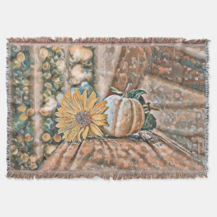 Vintage Fall Kürbis Herbstfarben Aquarell Thro Decke