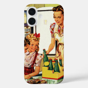 Vintage Familie, Mama mit Kindern, Snacks in der K iPhone 16 Hülle