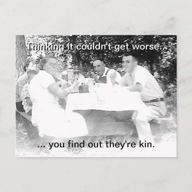 Vintage Familie Picnic Postkarte (Vorderseite)