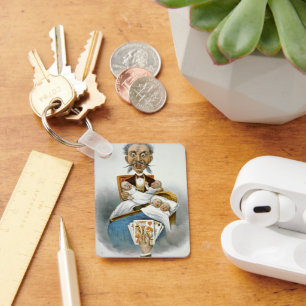 Vintage Familie, Vater mit Vierbeiner Schlüsselanhänger